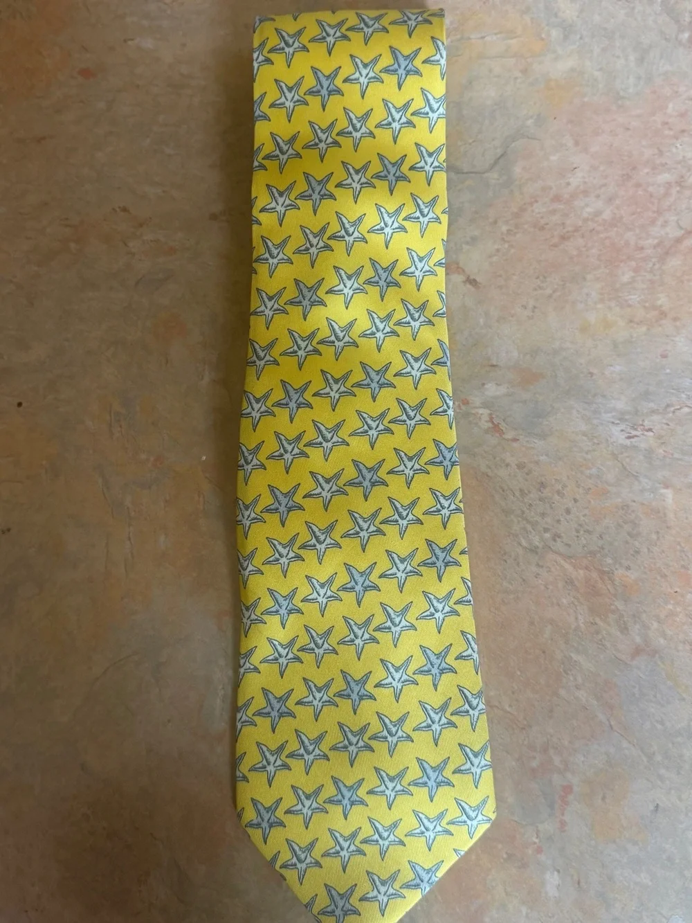 Fendi Yellow Star Pattern Silk Tie